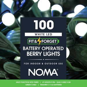 100 Fit & Forget White Multi Function Berry Lights