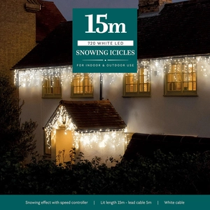 15M White Snowing Icicles 720 Leds
