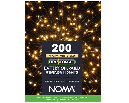 200 FIT & FORGET BATTERY OPERATED WARM WHITE LIGHTS - image 1