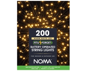 200 FIT & FORGET BATTERY OPERATED WARM WHITE LIGHTS - image 1