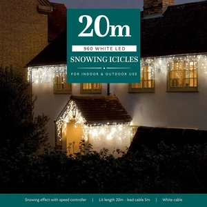 20M White Snowing Icicles 960 Leds