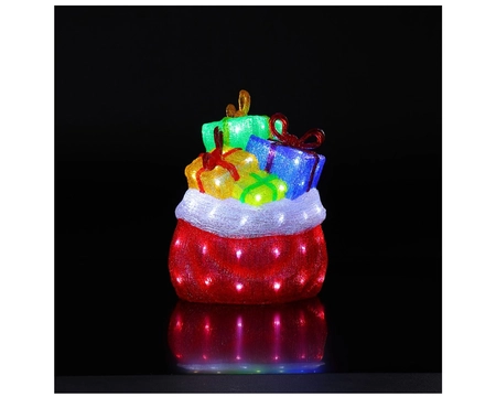 38CM ACRYLIC SANTA SACK WITH PRESENTS