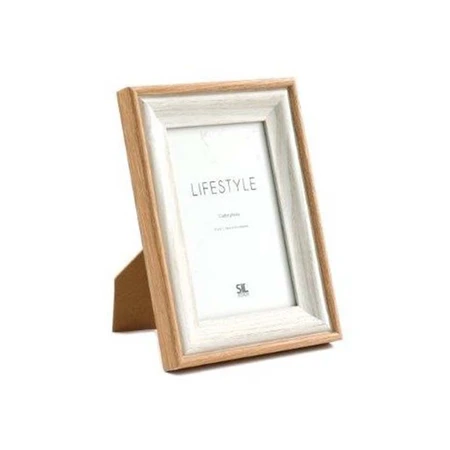 '4X6' WHITE FRAME W/WOOD EDGE