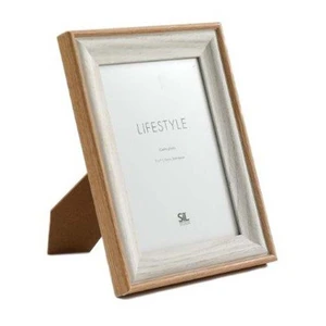 '5X7' WHITE FRAME W/WOOD EDGE