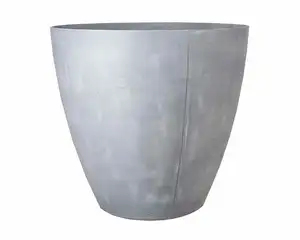 BETON LOW ROUND PLANTER DARK GREY 40CM