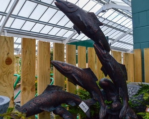 FISH LEAPING SALMON METAL ORNAMENT - image 2