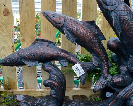 FISH LEAPING SALMON METAL ORNAMENT - image 3