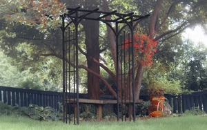 FLAT TOP GARDEN ARCH WITH FINIALS BLK