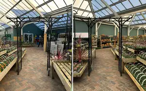 FLAT TOP GARDEN ARCH WITH FINIALS BLK - image 2