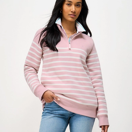 Half Zip Pnkwht 18
