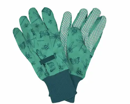 K&S COTTON GLOVES FLUTTER GRN LADIES MED