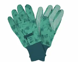 K&S COTTON GLOVES FLUTTER GRN LADIES MED