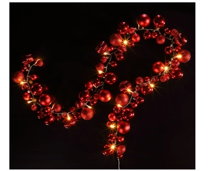 RED BAUBLE BATTERY OPERATED CLUSTER GARLAND
