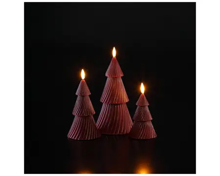 Tree Wax Candle Lights Red Set Of 3 - image 2