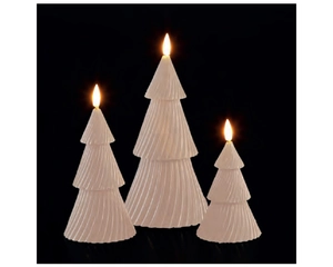 TREE WAX CANDLE LIGHTS SET OF 3 CREAM