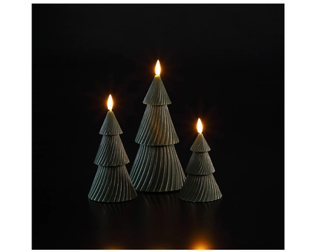 TREE WAX CANDLE LIGHTS SET OF 3 GREEN