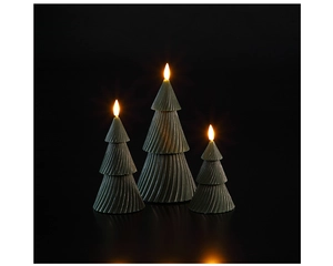 TREE WAX CANDLE LIGHTS SET OF 3 GREEN