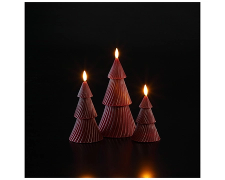TREE WAX CANDLE LIGHTS SET OF 3 RED