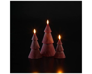 TREE WAX CANDLE LIGHTS SET OF 3 RED